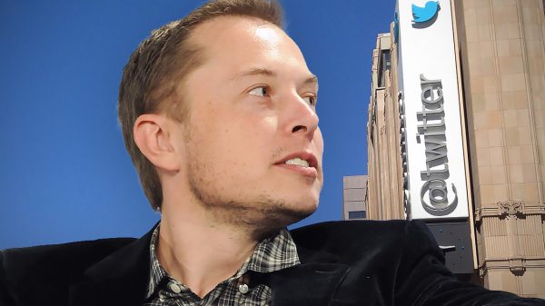 Elon Musk outside Twitter HQ composite