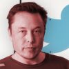 Musk against Twitter background
