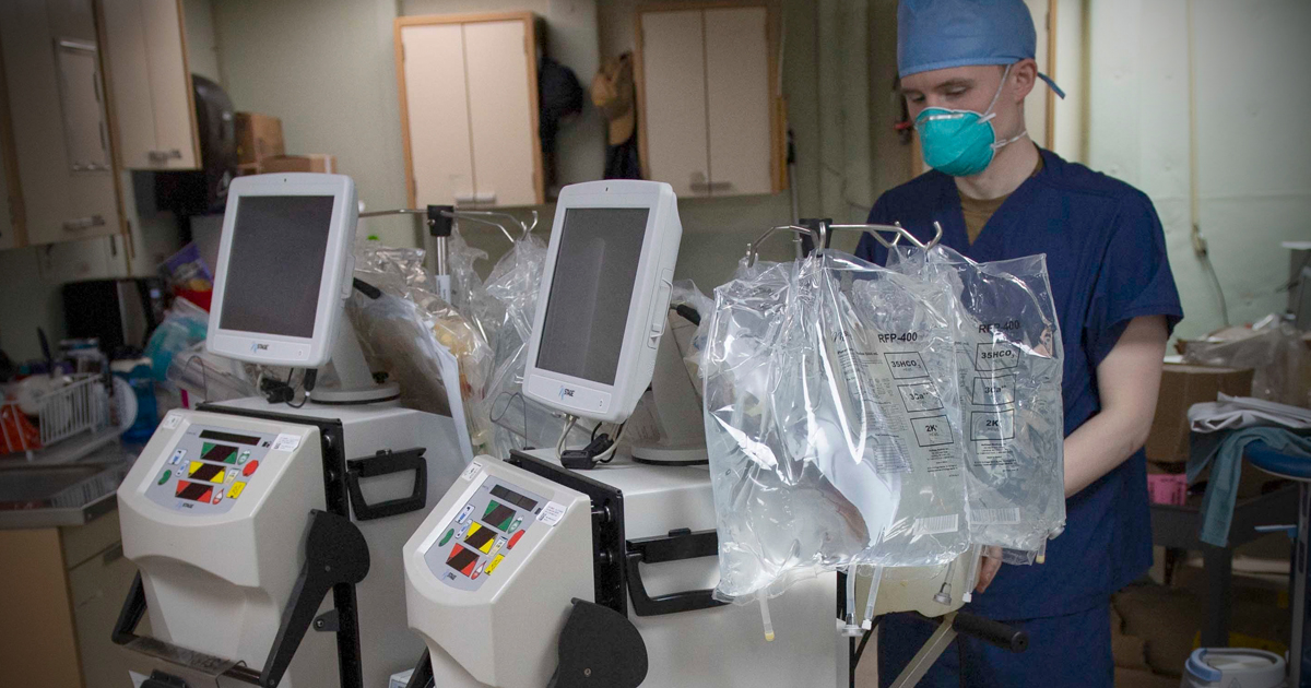 White Man with hospital machines