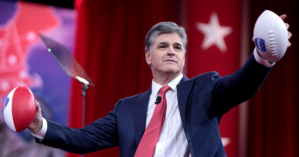 Hannity tossing a football