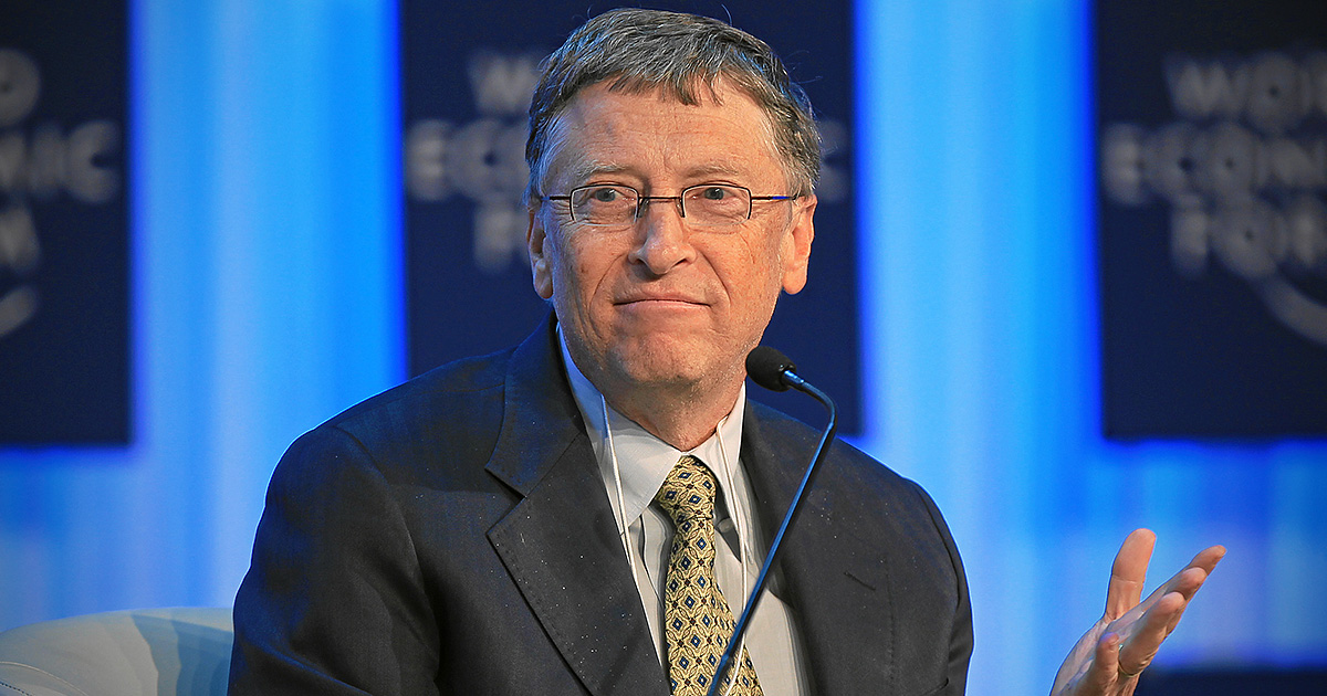 Bill Gates with disgusting dandruff on his jacket