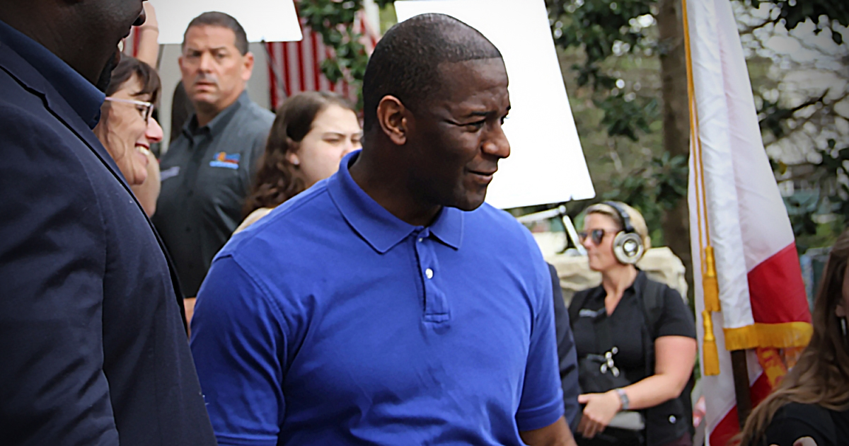 Gillum in a crowd of people