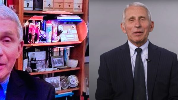 Fauci seen with prayer candles and in the interview