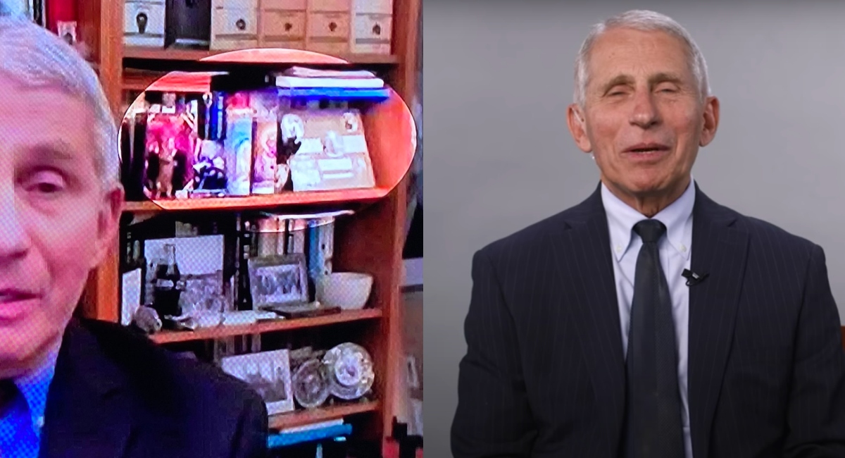 Fauci seen with prayer candles and in the interview