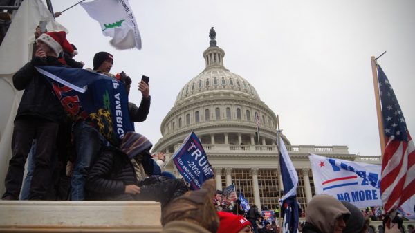 Crowd outside US Capitol on January 6 2021