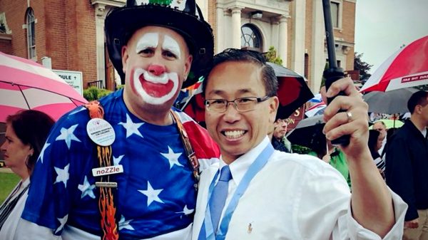 Allan Fung with a clown