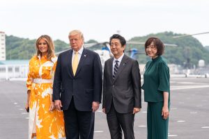 Trump and Melania with Abe and his widow