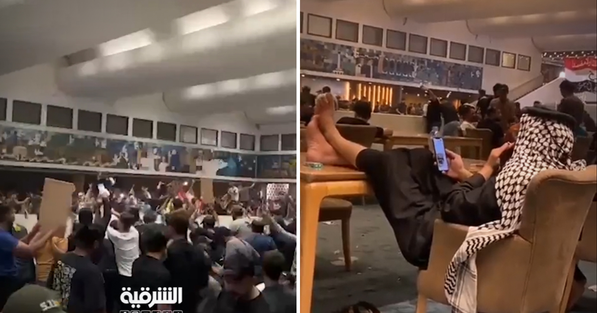 Screen shots of protests in the Iraqi parliament