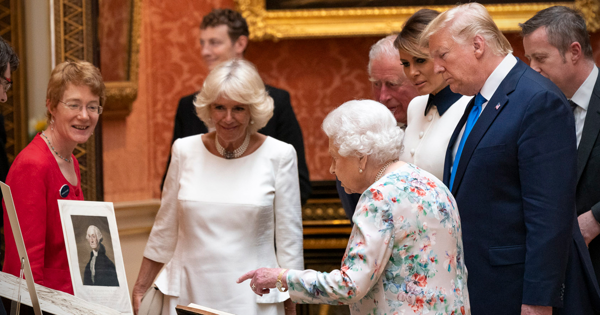 Trump with Queen Elizabeth and members of the Royal Family in 2019