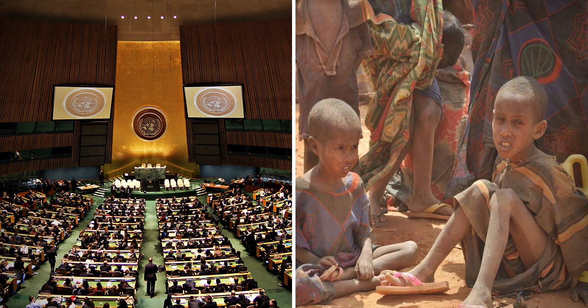 United Nations and starving children