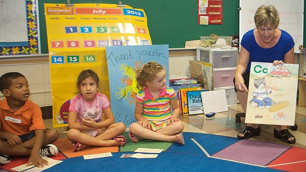 Children with a teacher