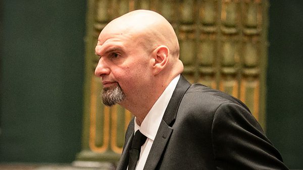 John Fetterman with a growth on the back of his neck
