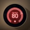 Smart thermostat set at 80 degrees