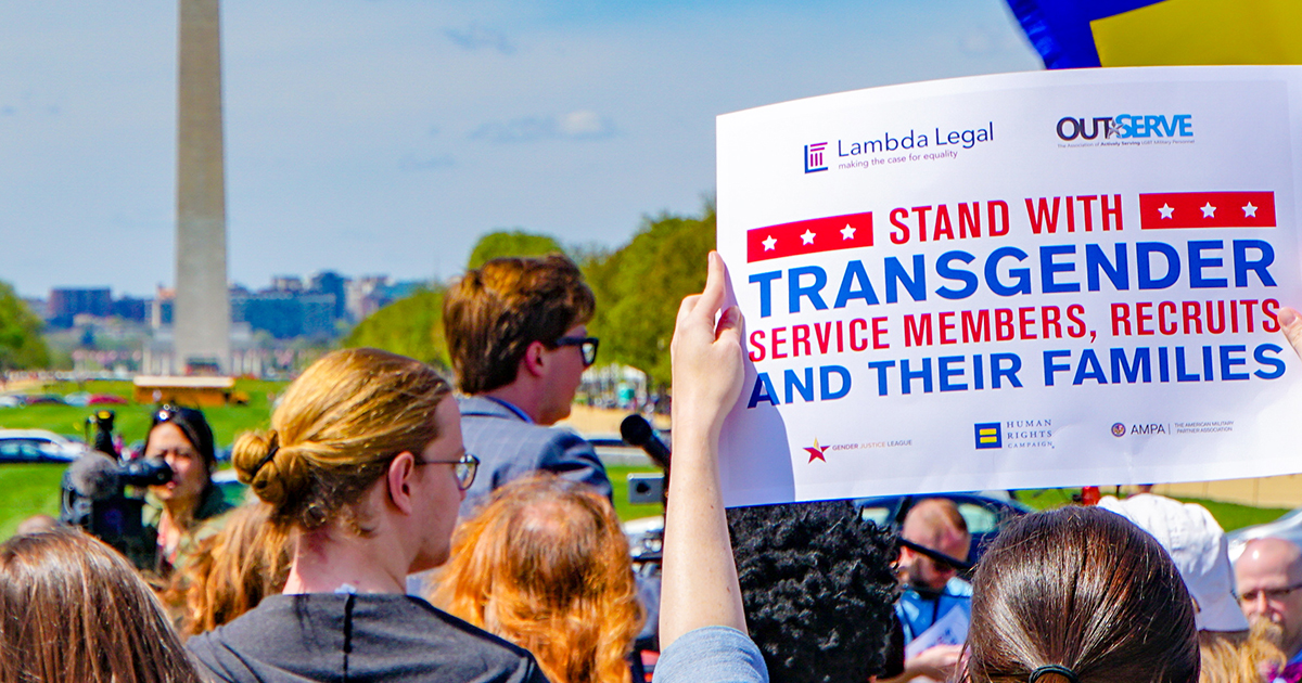 People at the National Mall protesting for transgender people in the military