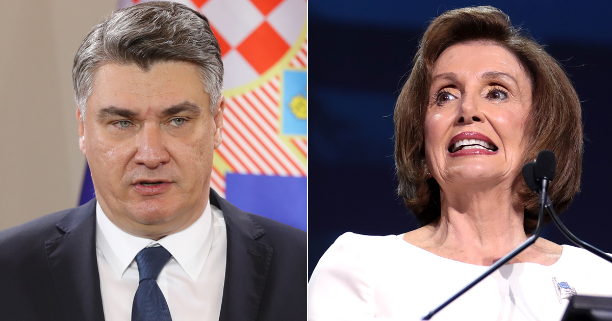 Composite showing Zoran Milanovic and Nancy Pelosi