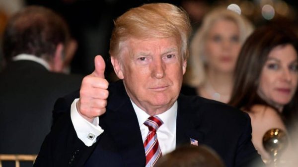 Donald Trump giving a thumbs up