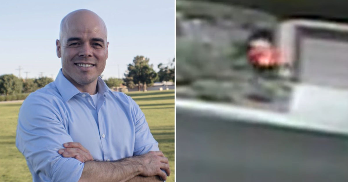 Composite image showing Rob Telles next to the suspect seen in video shown to the grand jury