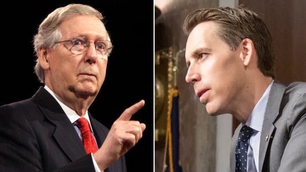 Mitch McConnell and Josh Hawley composite