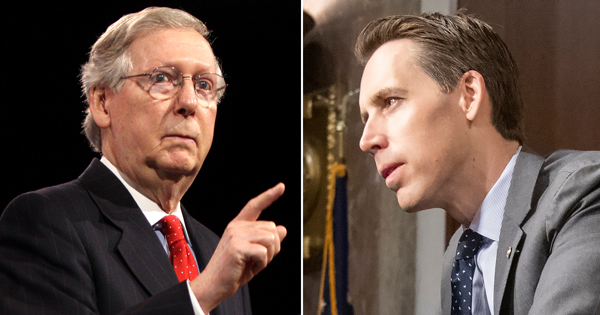 Mitch McConnell and Josh Hawley composite