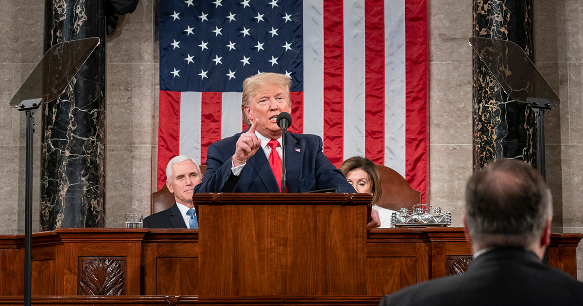 Donald Trump, Mike Pence, and Nancy Pelosi in the US House