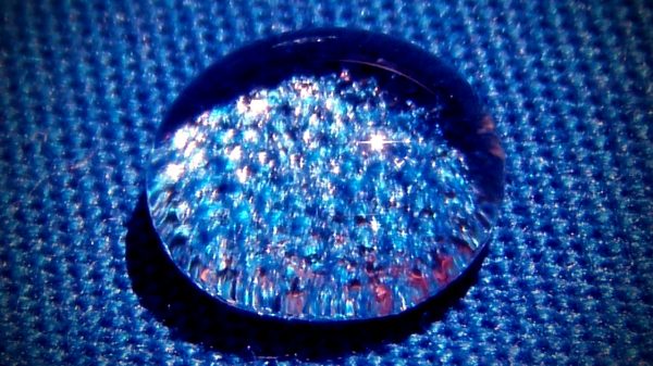 Water droplet coated in chemicals