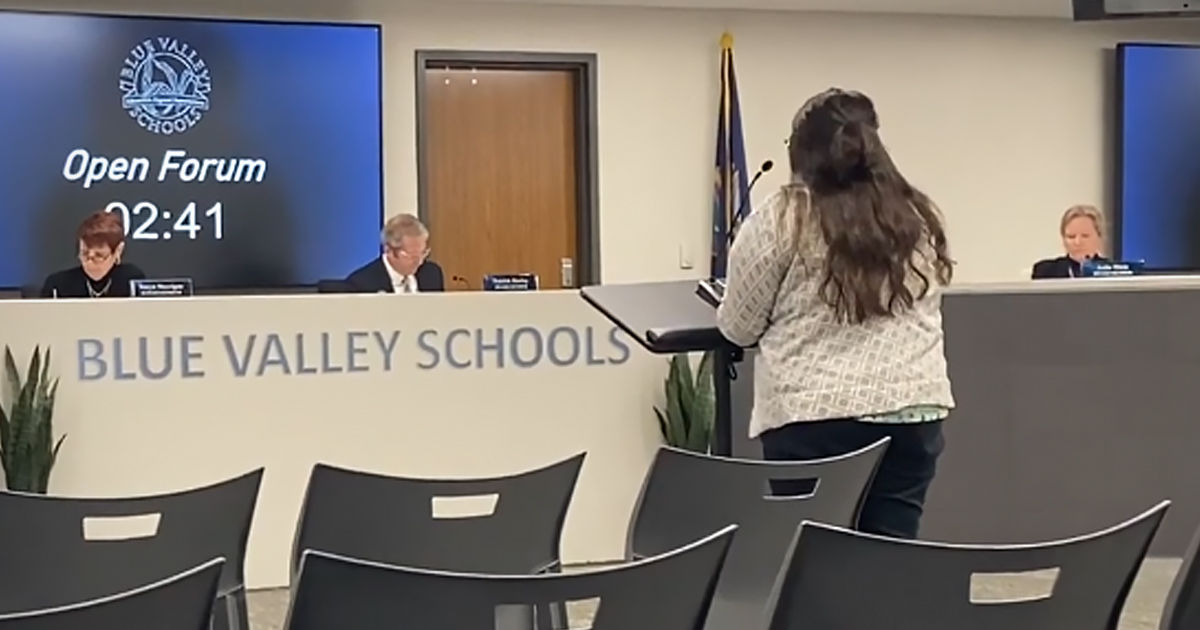 Woman testifying before school board