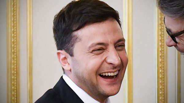 Volodymyr Zelensky laughing