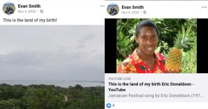 Screen shots from Smith's Facebook