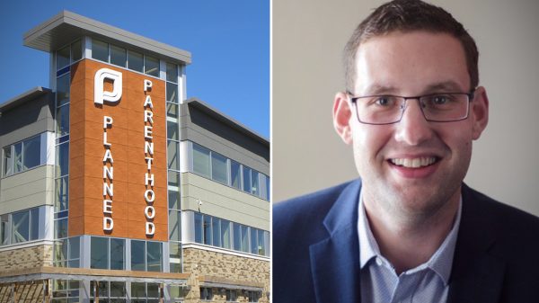 Planned Parenthood sign and Tim Yergeau