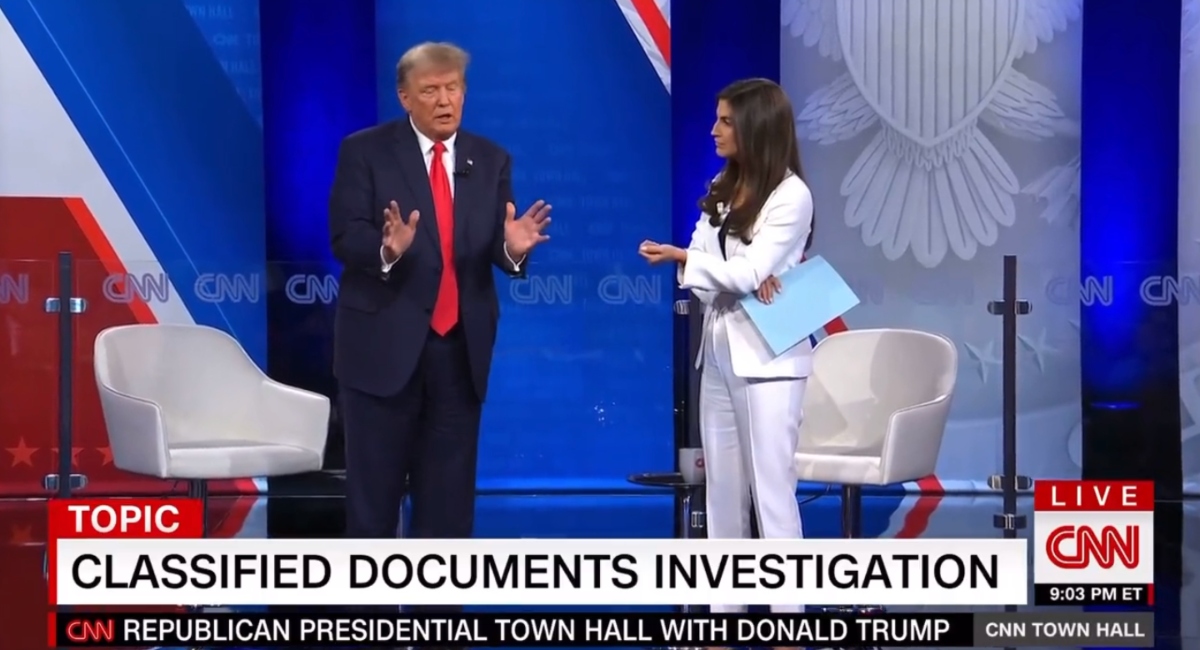 Donald Trump on stage with Kaitlan Collins