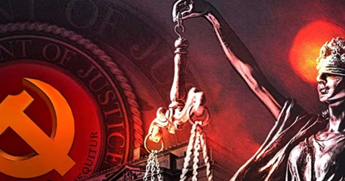 Image showing lady justice and a communist hammer and sickle