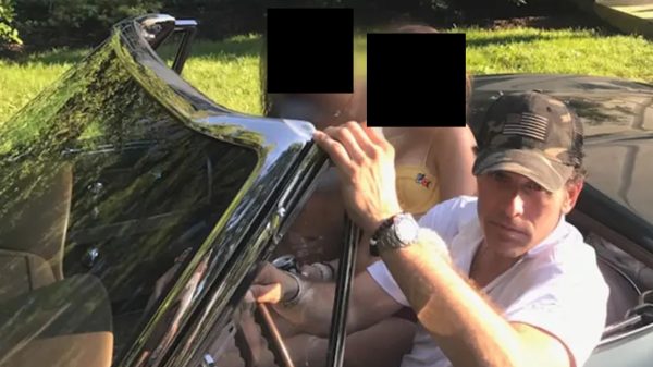 Hunter Biden in his father's Corvette with two female family members