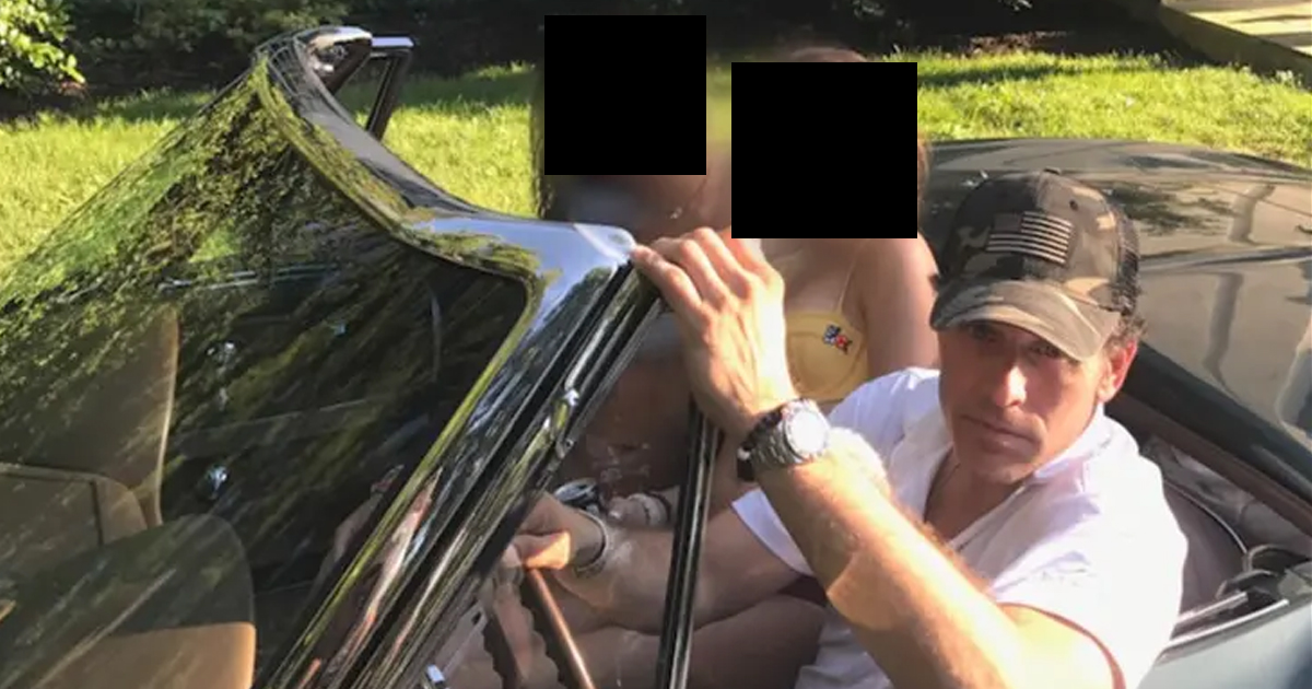 Hunter Biden in his father's Corvette with two female family members