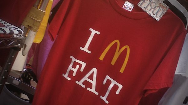 T-shirt that says I M FAT using a McDonald's logo for the M