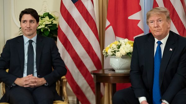 Justin Trudeau sits with Donald Trump in the White House